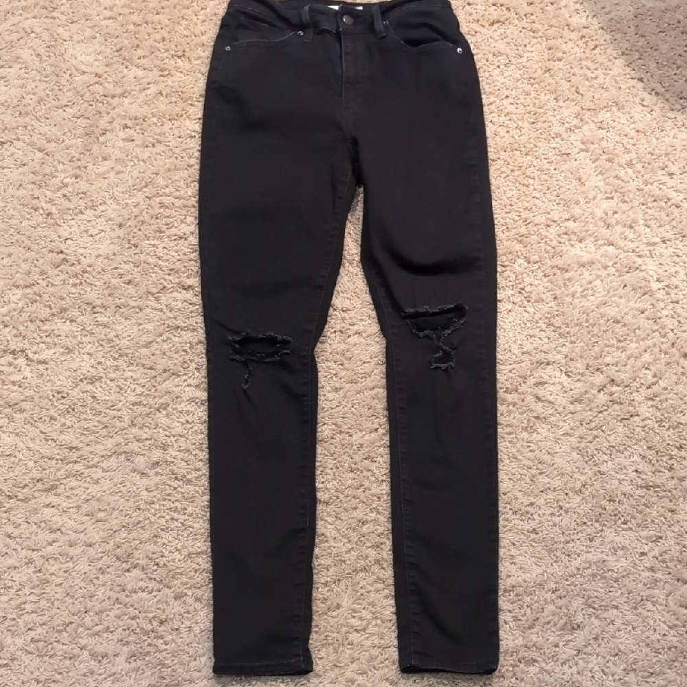 Levi High Rise Skinny Black Distressed Women's Jeans